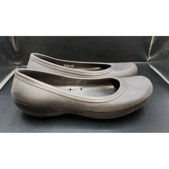 CROCS Womens Sz 7 Black At Work Iconic Comfort Ballet Flats Slip Resistant Shoes - Picture 5 of 9
